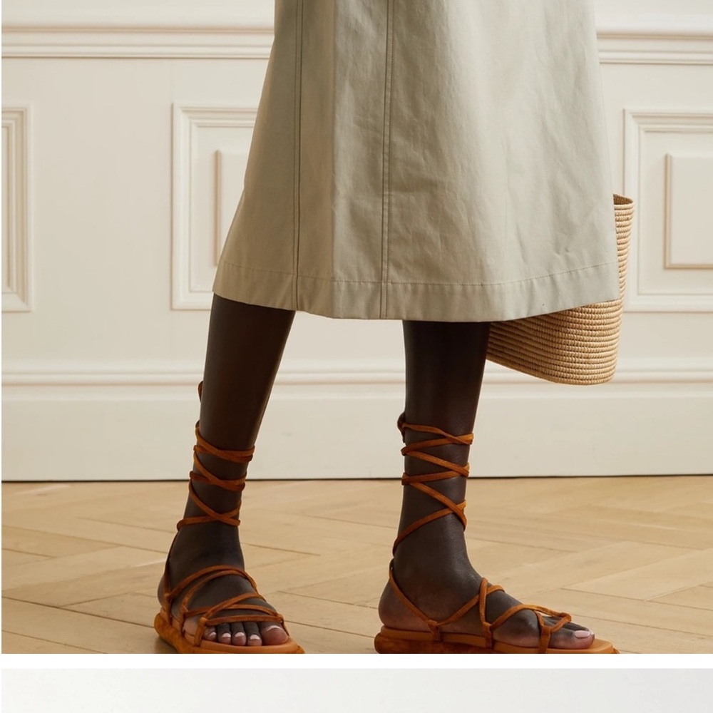 Khaite Alba leather-trimmed suede sandals